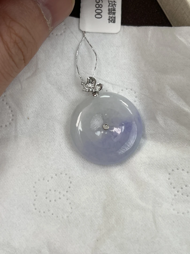 天然缅甸a货翡翠18k金扣头紫扣子