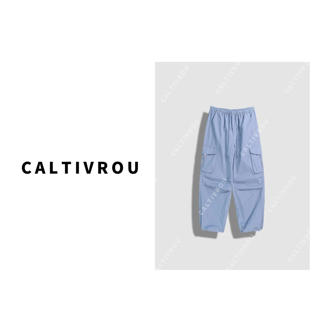 Caltivrou【蕊蕊】抽绳松紧腰工装直筒裤-K17553