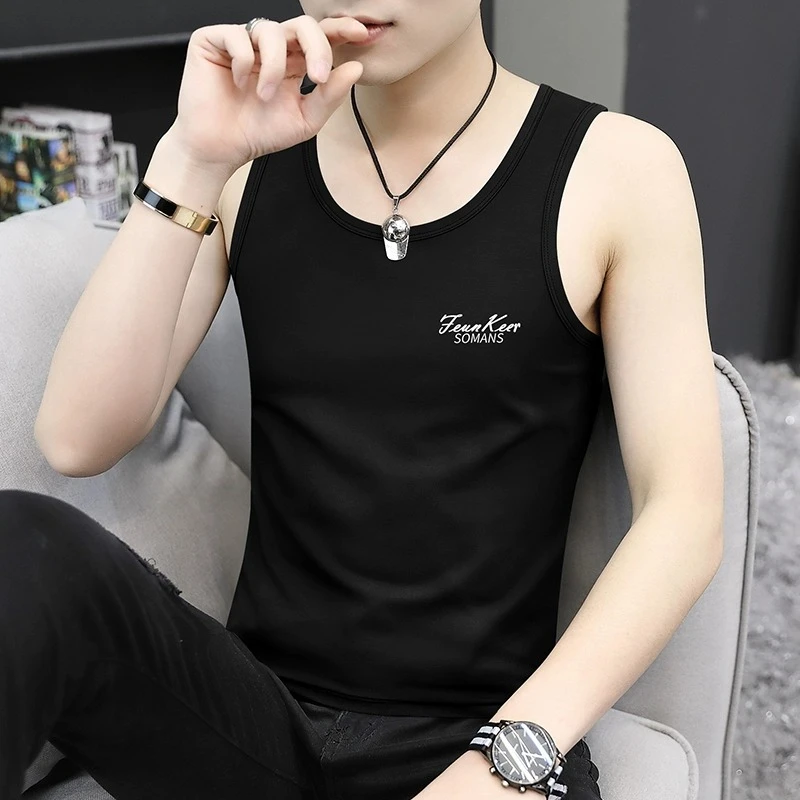 冰丝背心男士夏季新款印花透气健身运动速干坎肩汗衫轻奢痞帅男装