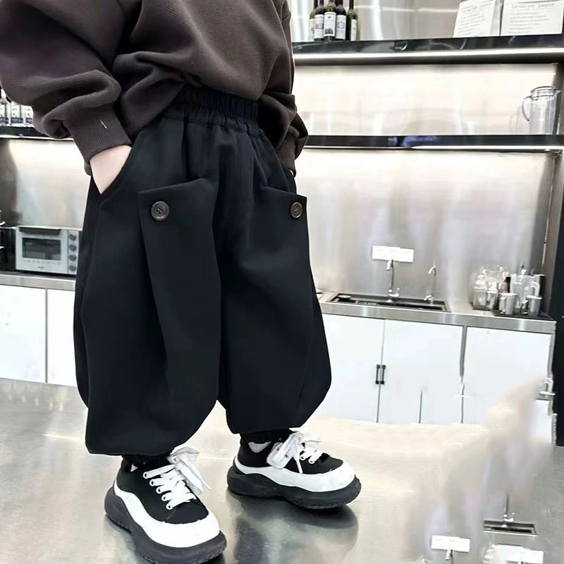 男童裤子秋冬2025新款儿童休闲束脚灯笼裤中小童宝宝帅气宽松长裤