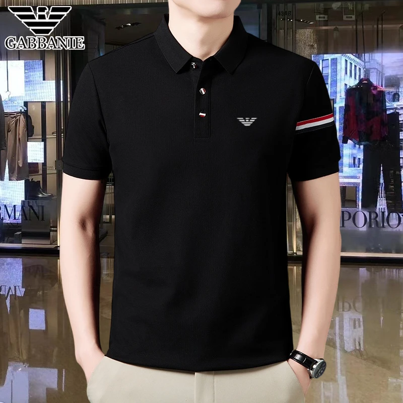 意大利品牌轻奢男装短袖中青年翻领T恤夏季100%纯棉半袖POLO衫潮