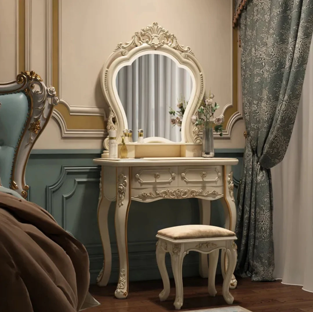 法式欧式梳妆台卧室化妆桌网红ins多功能公主梳妆桌小户型化妆台