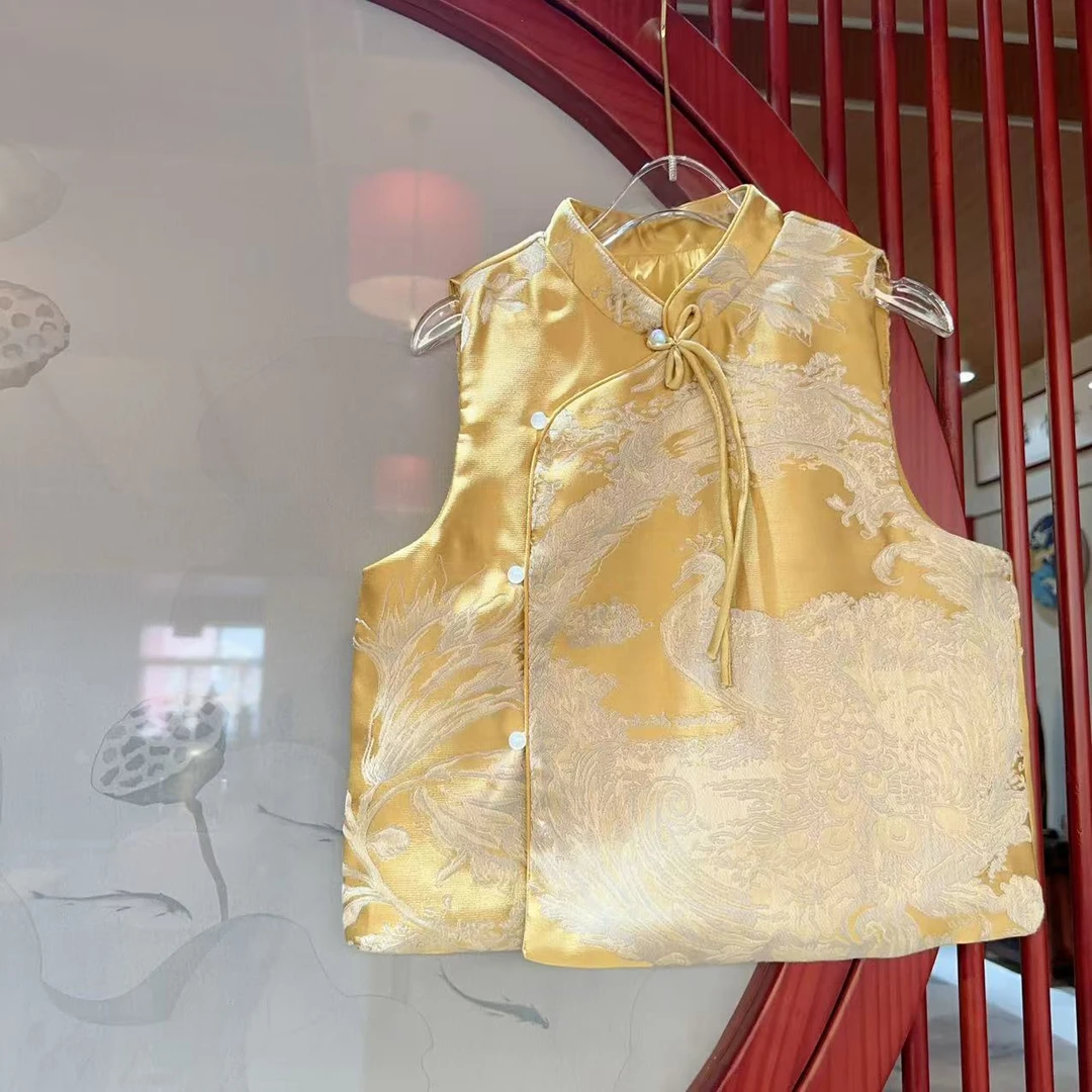 安大秋童装【凤华锦】2025年国风春夏款儿童国风马甲