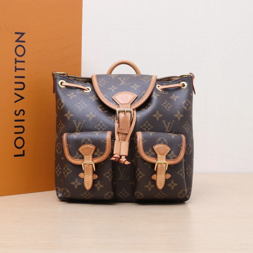 95新 LouisVuitton/路易威登 小花Jerry活动双肩包小号 老花芯片