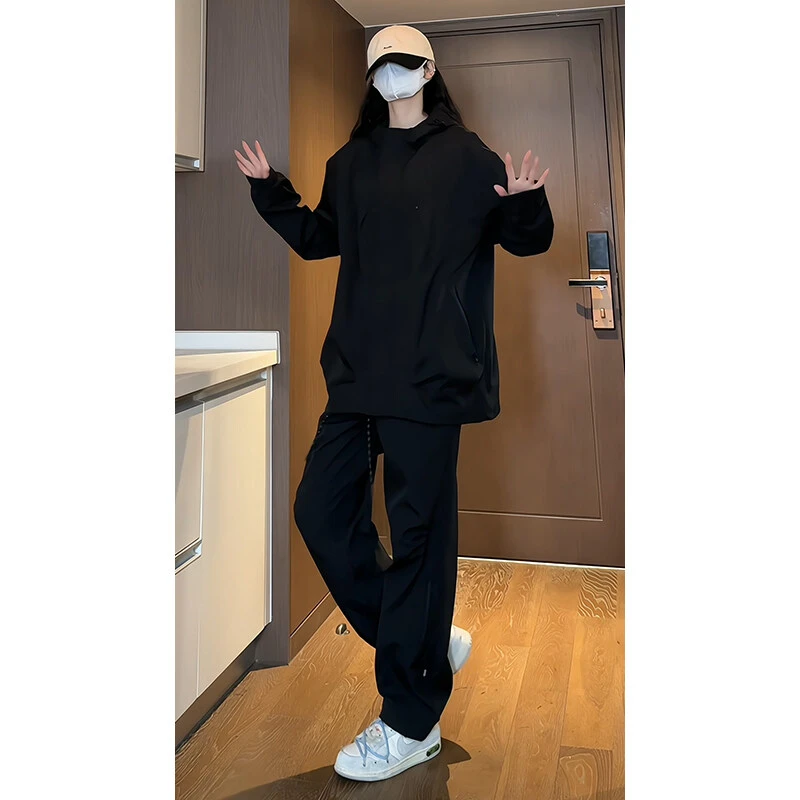 潮牌黑武士机能风冲锋衣套装男士秋季户外工装外套痞帅休闲夹克