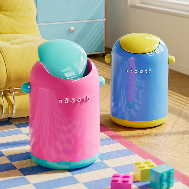 诺室摇盖客厅垃圾桶家用2025新款带盖高颜值可爱卫生间卧室收纳篓