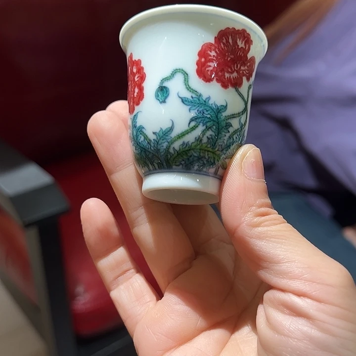 子君堂青花釉里红斗彩杯杯