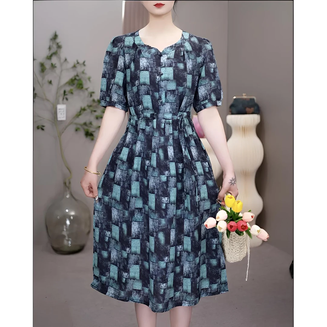 【渐变】 高定版时尚女士宽松显瘦收腰气质夏季中长款连衣裙2356