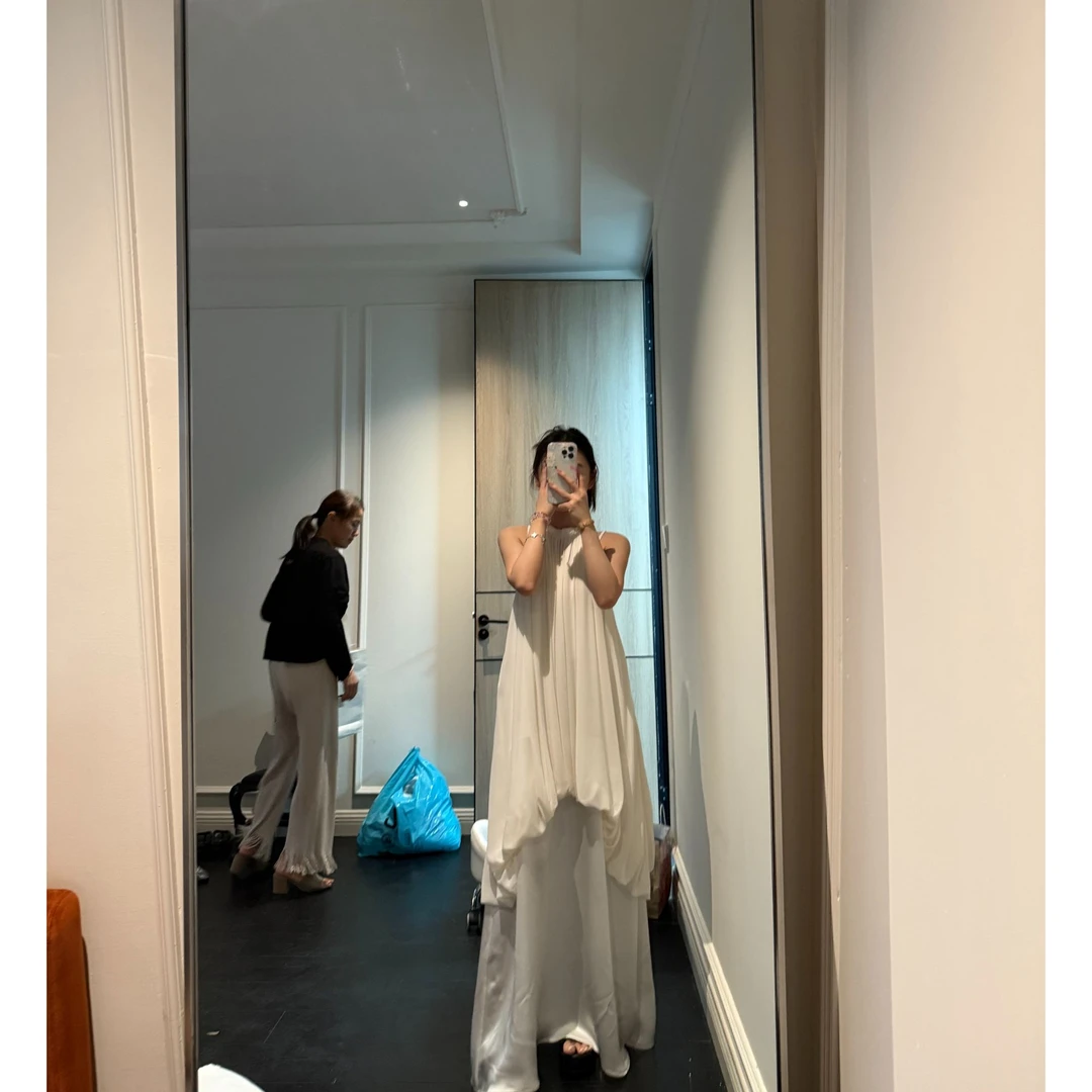 Nisabena 25ss 小众设计师款新中式圆领清冷风度假连衣裙