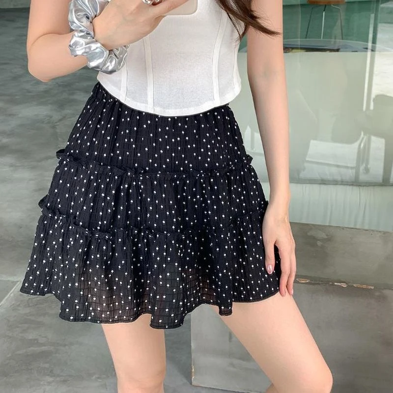 波点半身裙蛋糕小个子夏季2025新款大码短裙高腰显瘦蓬蓬裙