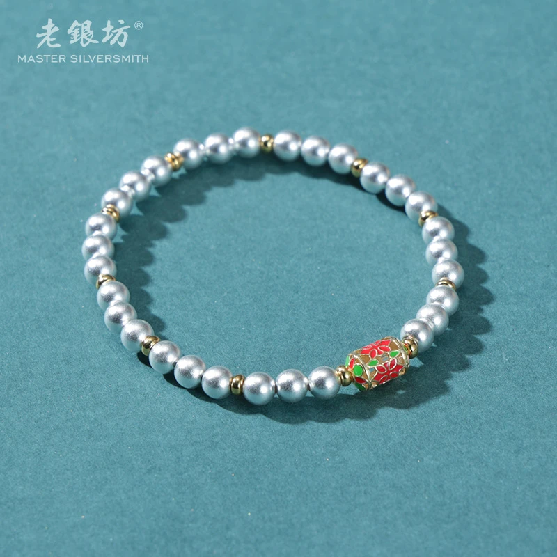 足银手链 足银999手链5m古法电黄花筒手串00351884