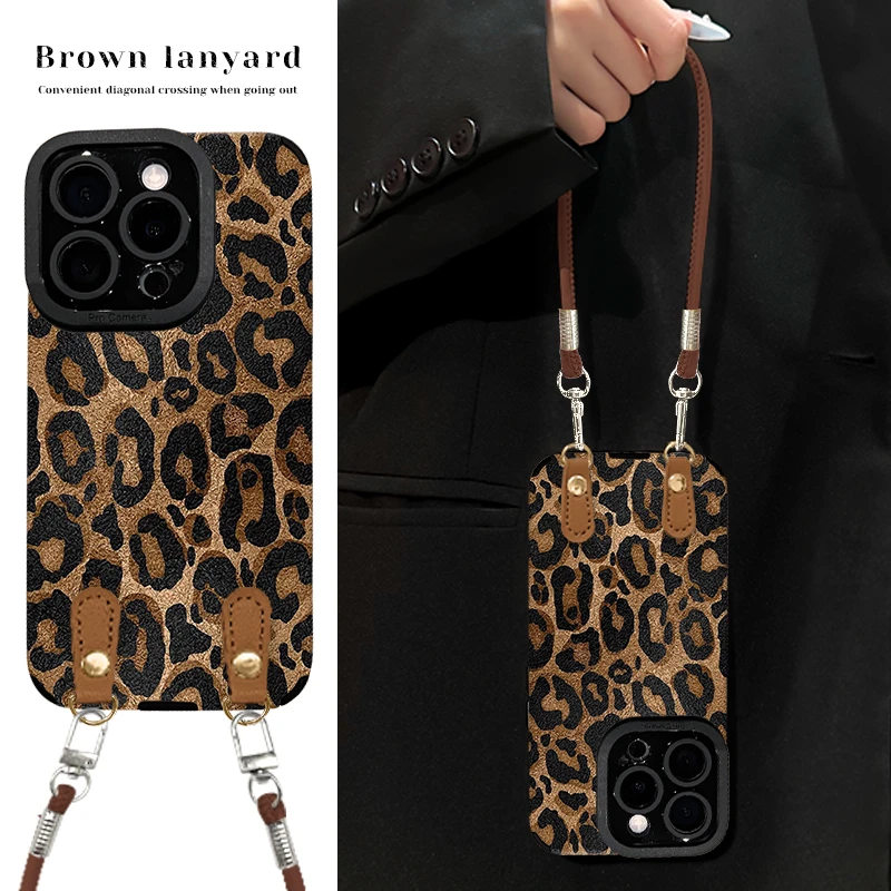 满屏豹纹适用苹果15华为vivo/oppo小米iPhone16pro瞳眼羊皮手机壳