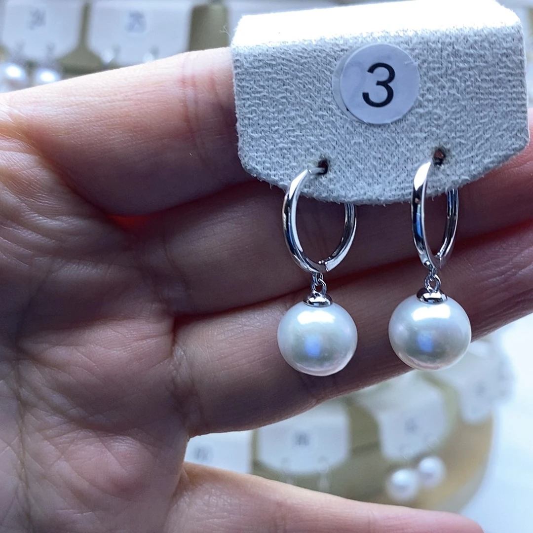 淡水珍珠耳饰银S925镶嵌