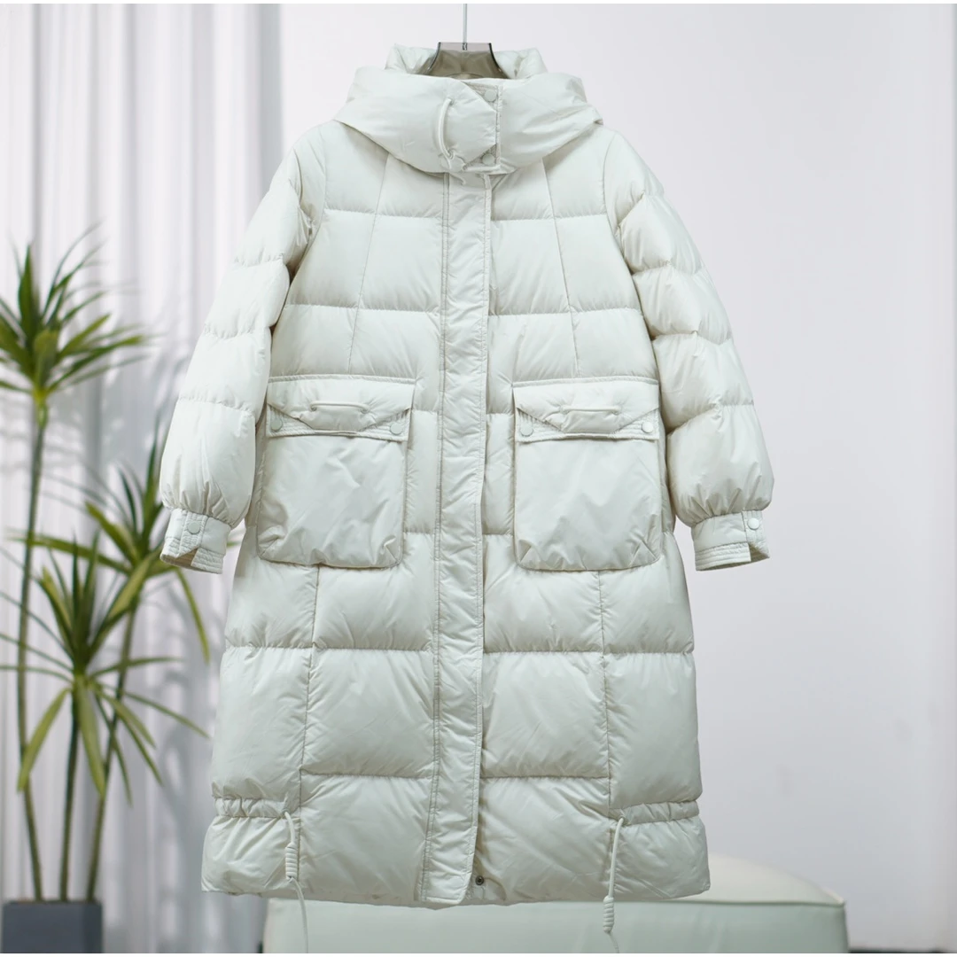 莉推荐 朗S系列  F079 女装冬时尚宽松长款羽绒服杏仁米8Q523Y357