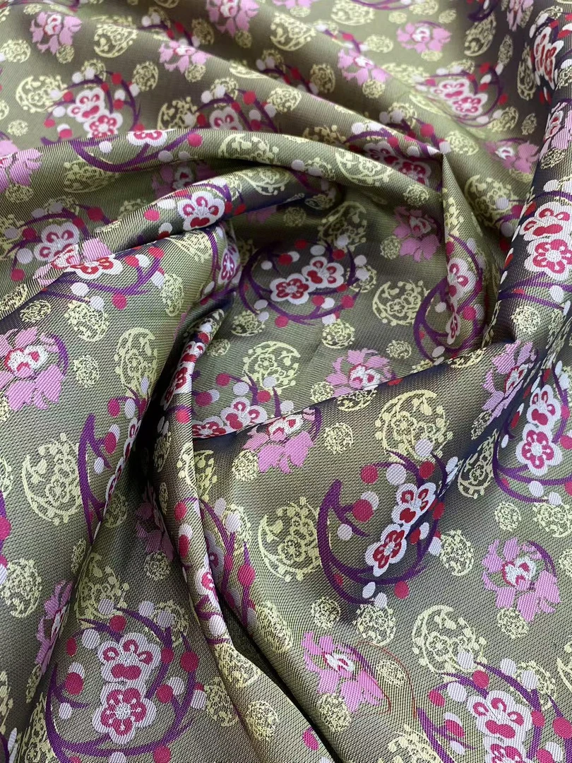 【张和才蜀锦】0.1米报春梅花40姆米国风桑蚕丝蜀锦面料0.7米起拍