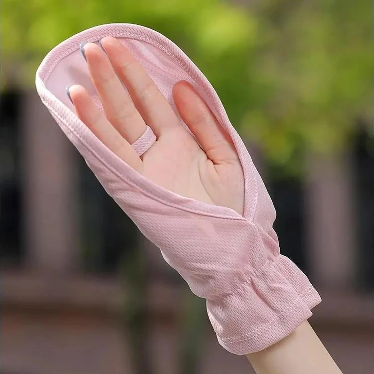 防晒手套女士夏季短款开车宽松防紫外线遮阳户外骑行露指薄款透气