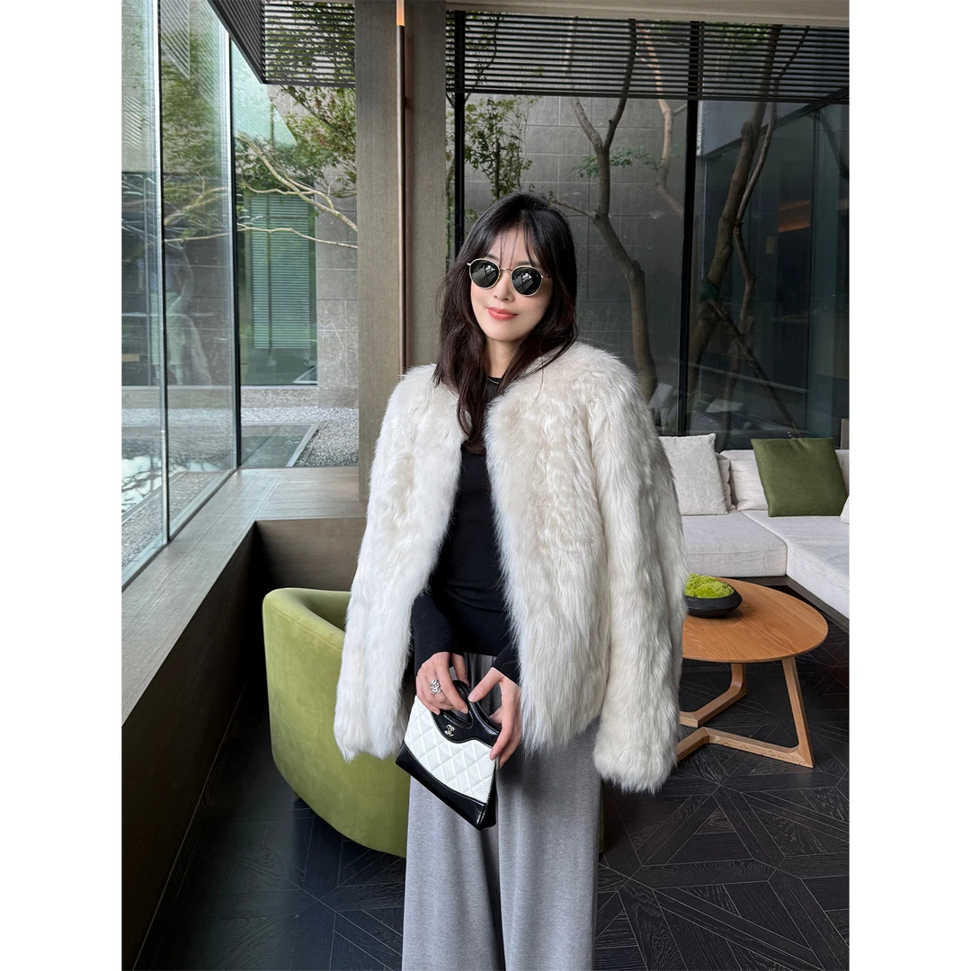 杨小妖北斗星 直毛微卷小湖羊定染色系皮毛一体皮草女外套25秋新