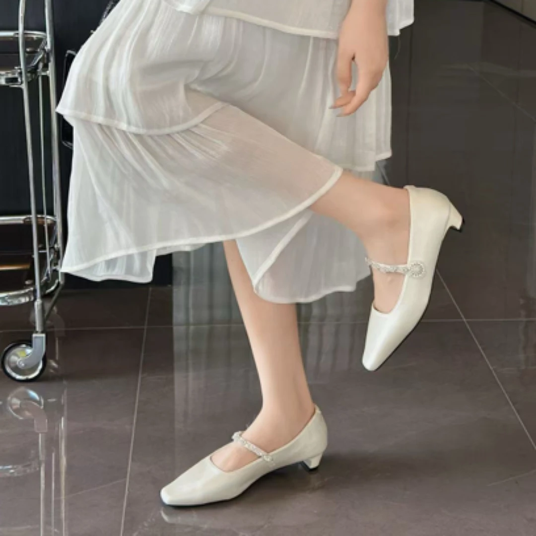 〖古尚女鞋〗6866软底百搭公主风钻钻鞋百搭休闲单鞋一字带女鞋