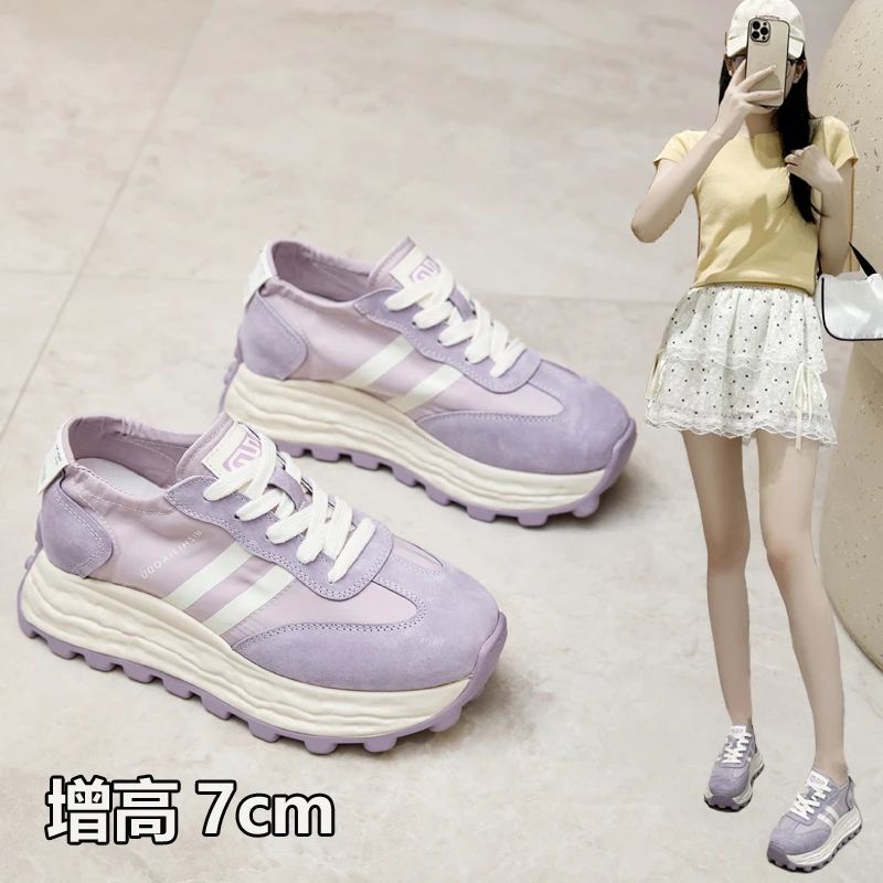 多巴胺厚底德训鞋小码31-34小个子增高阿甘鞋7CM显脚小内增高女鞋