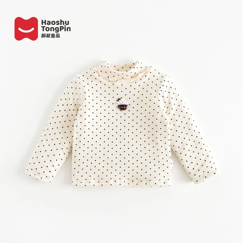 【现货】郝叔童品女童夹棉波点打底衫2024冬装新款洋气上衣潮HL4436