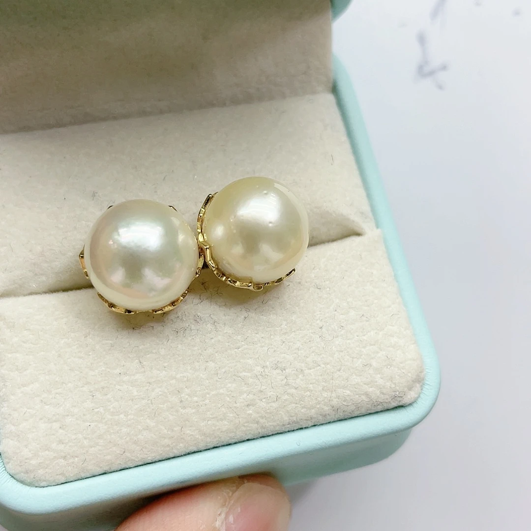 海水珍珠耳饰银S925镶嵌