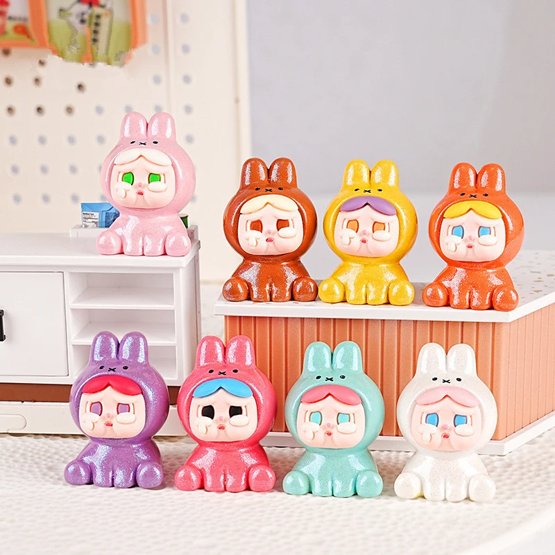 【直播代拆】（九宫格+对碰+许愿）实色小兔兔坐地哭娃树脂diy摆挂件