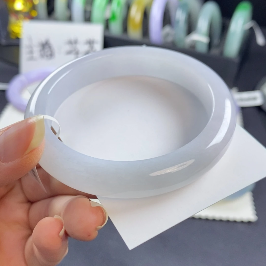 翡翠未镶嵌手镯白月光59