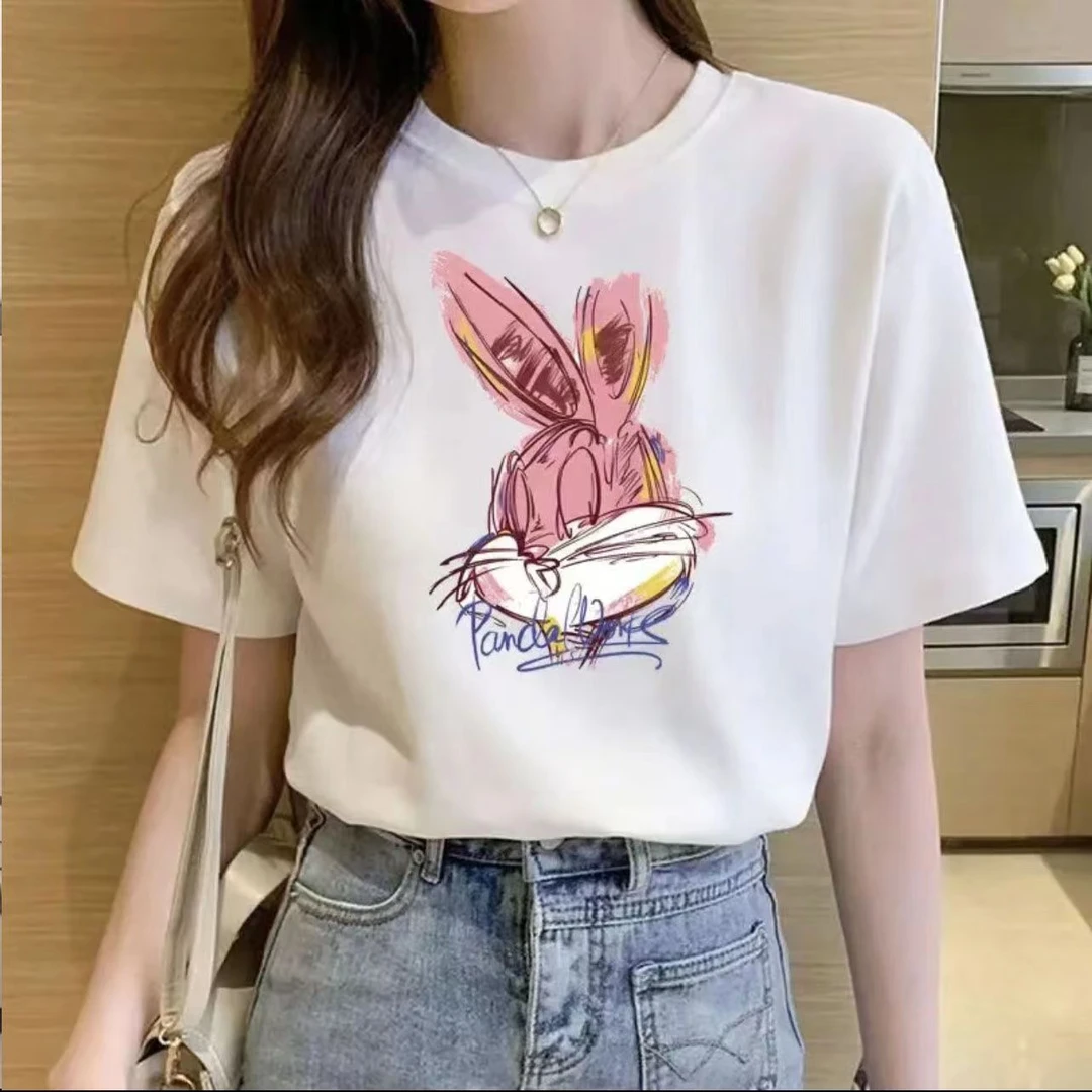 春夏季新款短袖印花女款百搭夏季休闲圆领背心韩版T恤时尚半袖