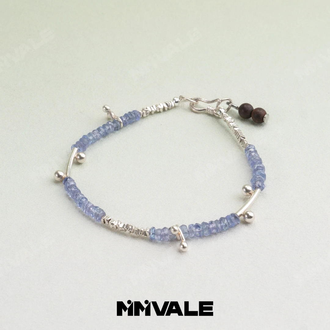 秘密山谷【baby蓝】蓝紫双色透体坦桑石黄油麻丝降真香手串MMSG8280