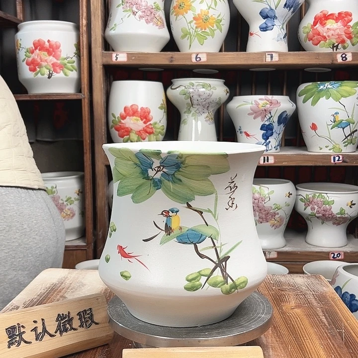 摆件小蛮腰荷花鸟新款陶瓷