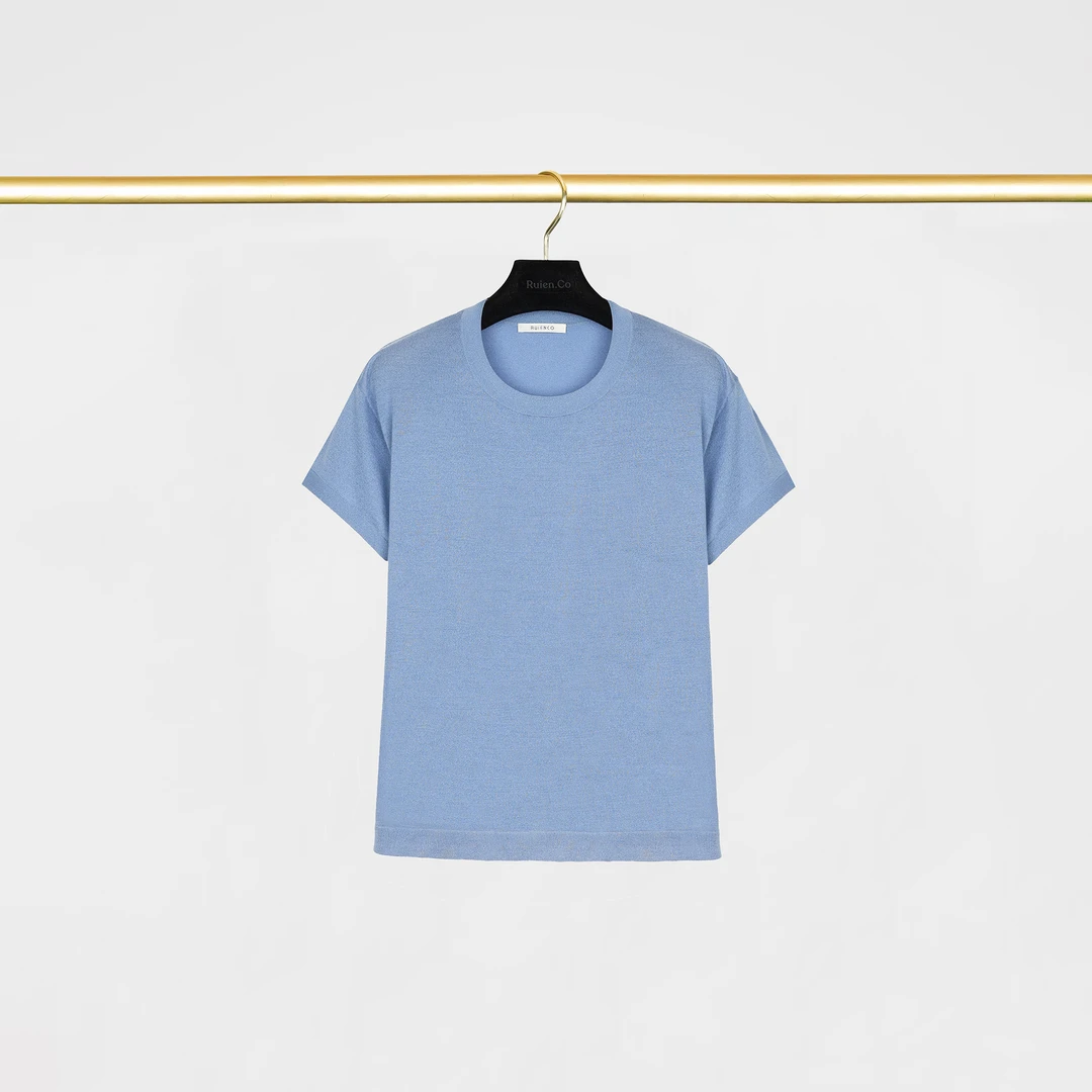 我是摩羯 闪闪T 120支扬子绵羊毛210支金葱纱18针夏短袖上衣