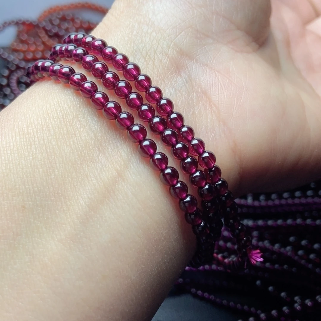 未镶嵌手链石榴石4酒红色