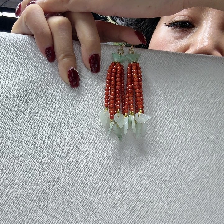 南红玛瑙耳环银S925镶嵌耳环