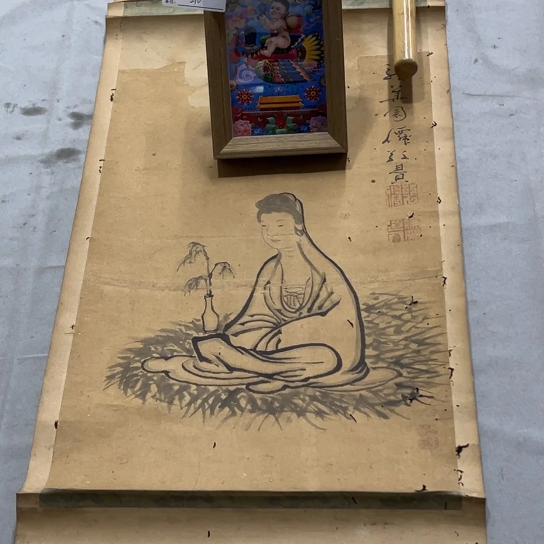 国画甲****。手绘临摹人物挂轴