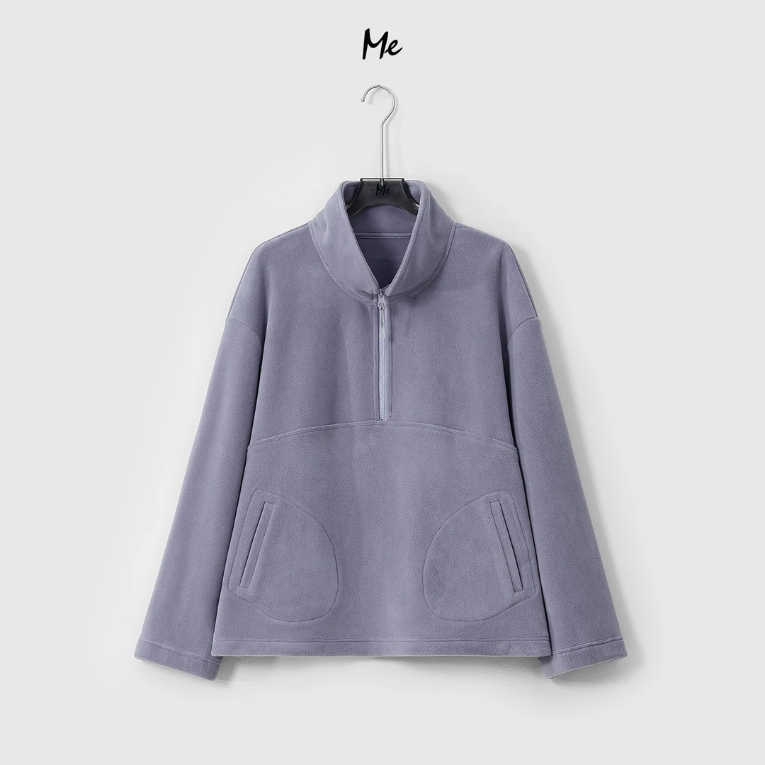 ME【BABY绒卫衣】半门襟立领女装上衣内搭保暖卫衣MEQA4102双面绒