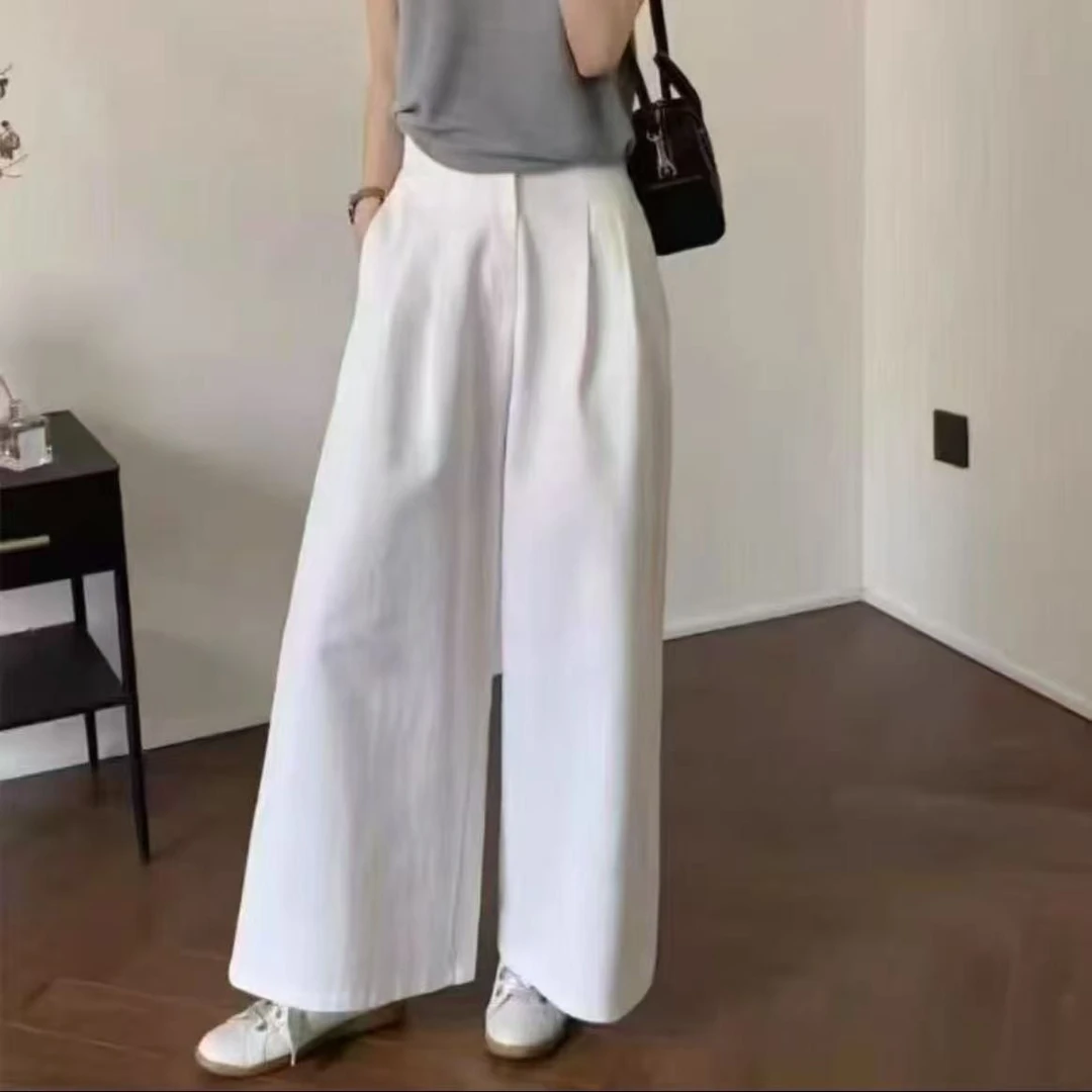 【现货+运费险】早秋韩版阔腿休闲裤薄款高腰宽松百搭显瘦垂感2538