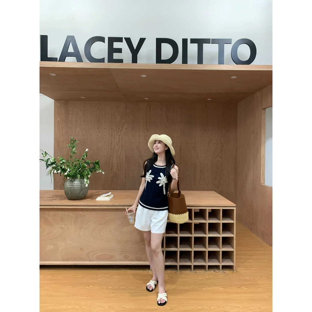 LaceyDitto 2025 6/24【棕榈岛】天丝亚麻海岛立体刺绣无袖上衣