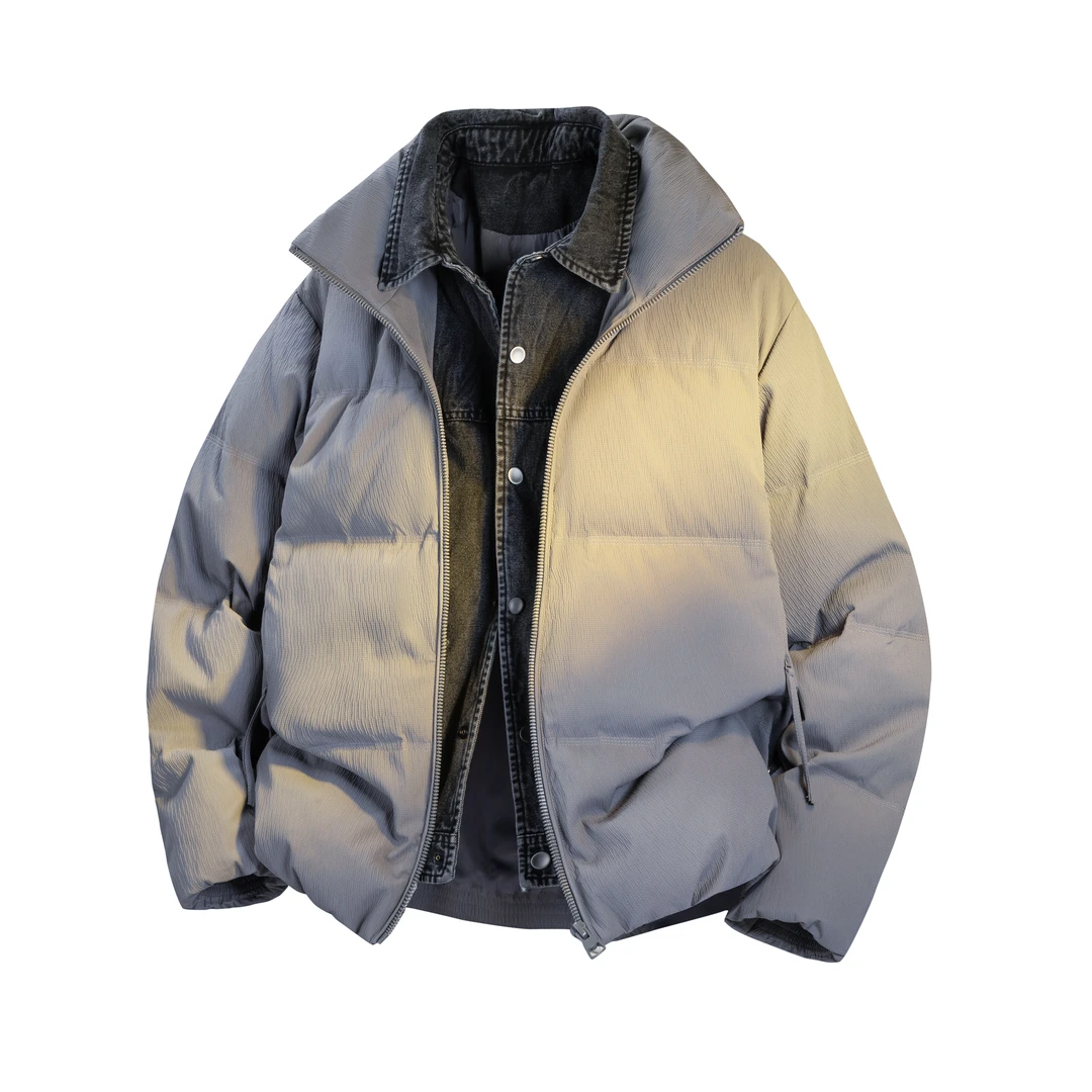 MR.MUDI/穆迪先生立领羽绒服男新款设计感拼接复古加绒保暖面包服