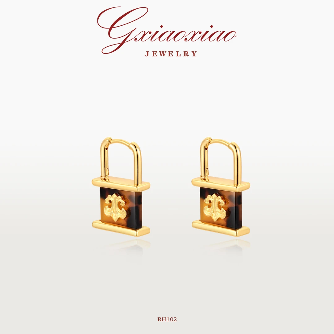 G XIAOXIAO 气质复古小众高级百搭鸢尾花锁耳环 RH102