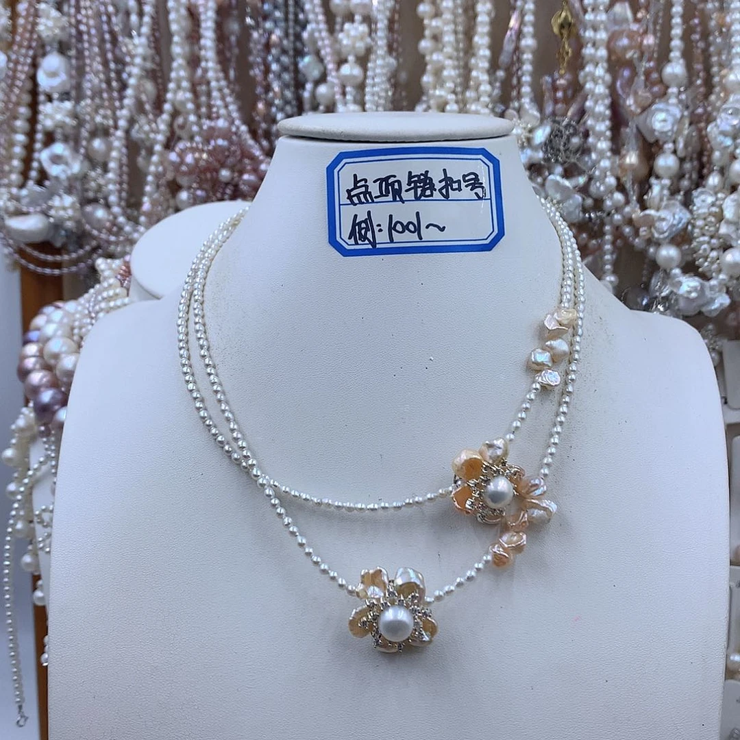 淡水珍珠项链耳饰银S925镶嵌