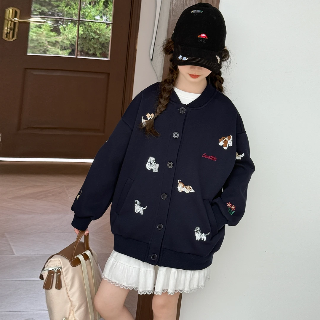 女童春秋款棒球服2025新款儿童洋气秋装中大童刺绣百搭休闲外套潮