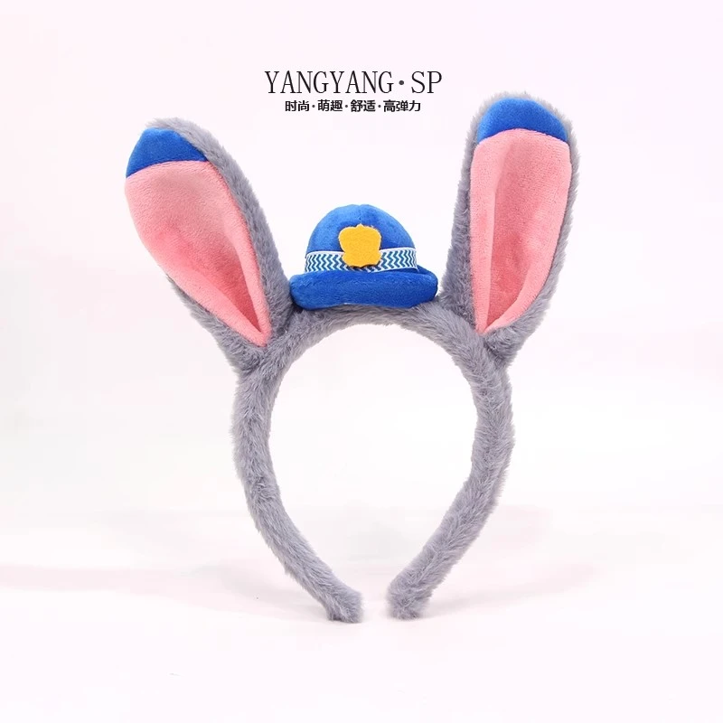 可爱朱迪警官兔子耳朵发箍甜美卡通兔耳朵发卡游乐园拍照表演头饰