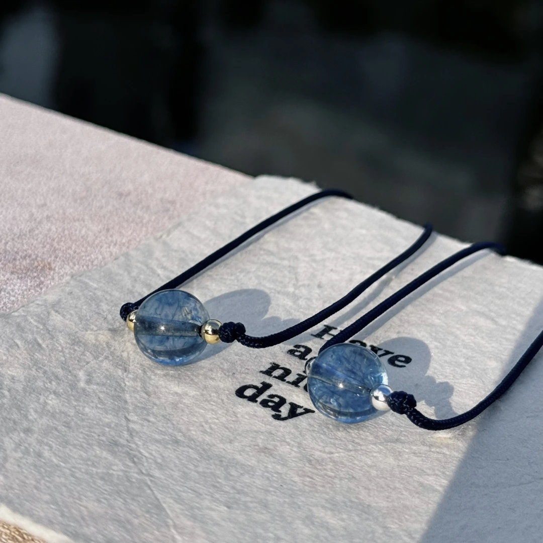 黄铜仿水晶吊坠 锁骨项链手工编织绳可调节大小