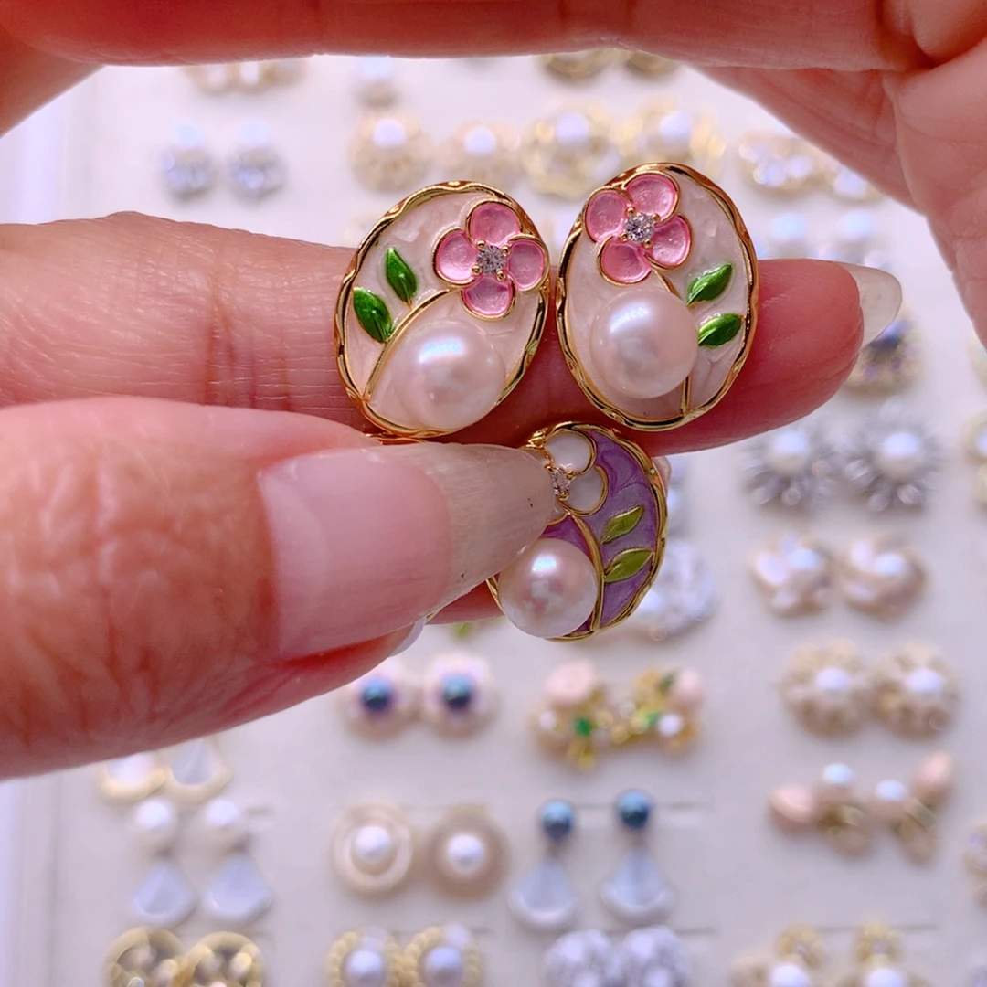 淡水珍珠耳饰合金