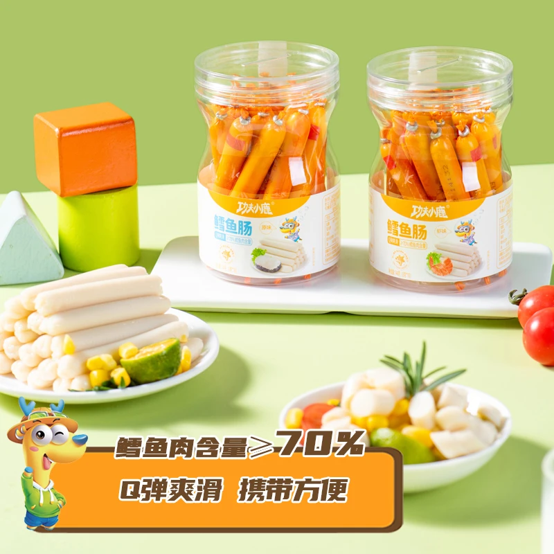 功夫小鹿鳕鱼肠70%肉含量18支一桶 虾味