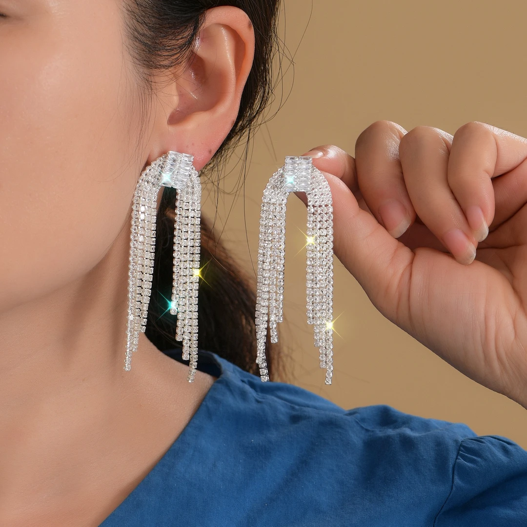 925银耳饰 s925银针欧美跨境爪链耳环流苏高级感精致耳钉时尚个性