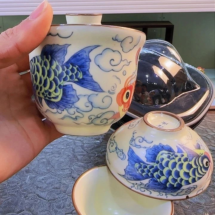 青花瓷器茶具茶叶罐旅行套装