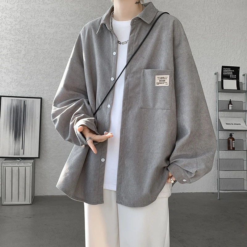 隐匿者灯芯绒衬衫男长袖秋季高级感宽松慵懒风衬衣服学生大码外套