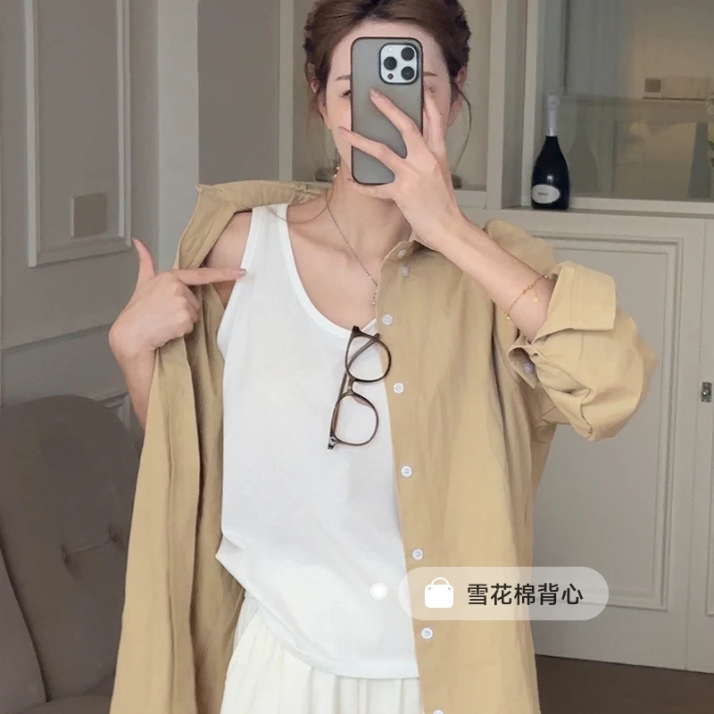 2025夏季新宽松慵懒风打底小吊带背心女式内搭遮肉无袖通勤上衣