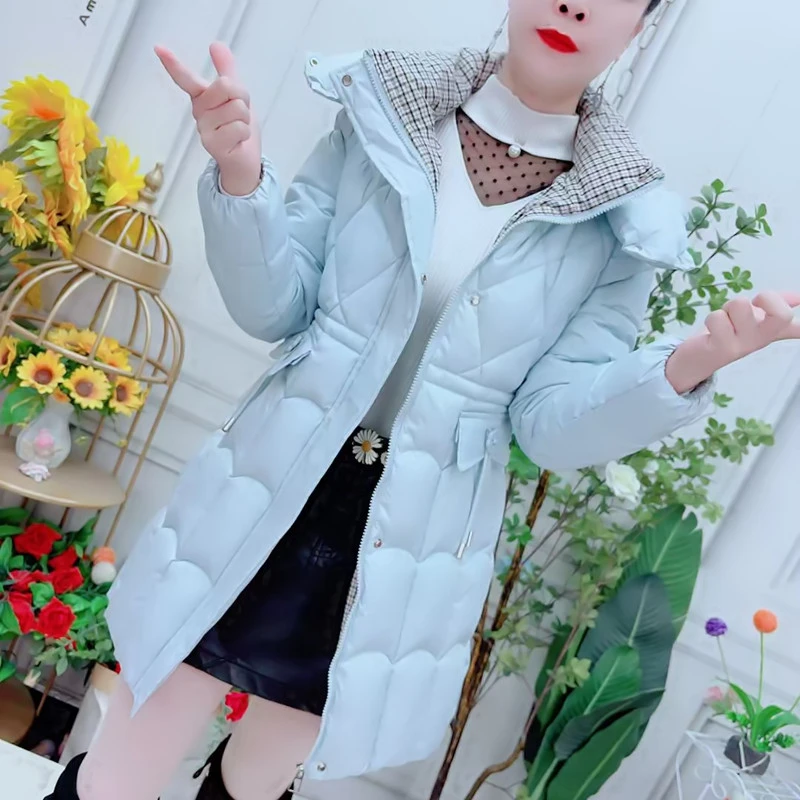 2025年新款连帽中长款棉衣加厚棉服女冬季收腰显瘦保暖棉袄外套潮